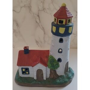 Lighthouse Christmas Village Ceramic Vintage Beach Ocean Holiday Decor